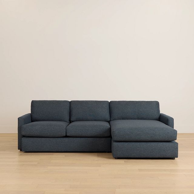 Noah Dark Blue Fabric Small Right Chaise Sectional