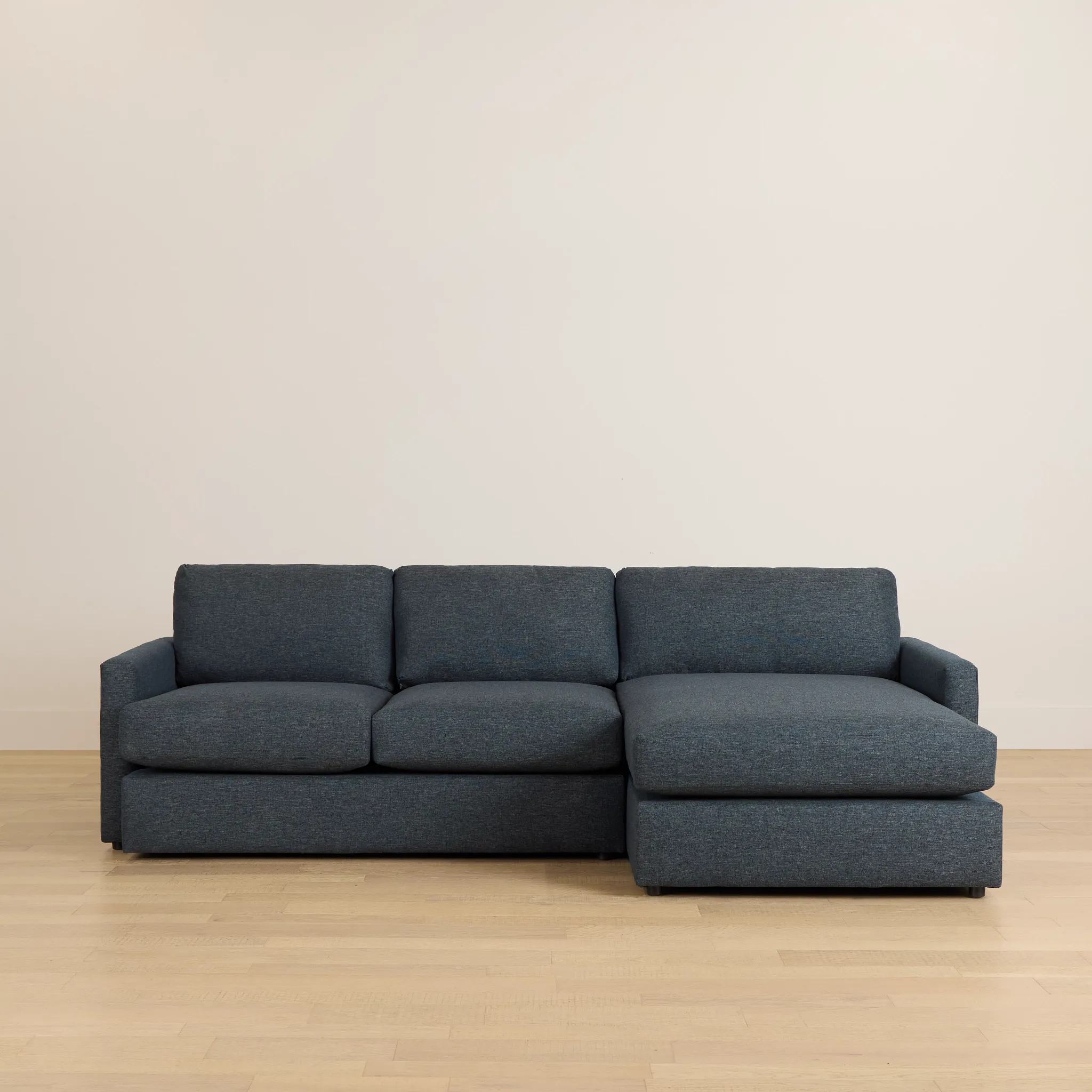 Noah Dark Blue Fabric Small Right Chaise Sectional