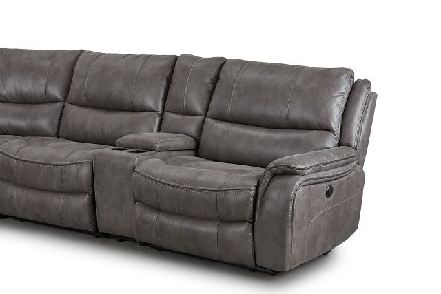 Dober Dark Gray Micro Large Dual Power Reclining Two-arm Sectional