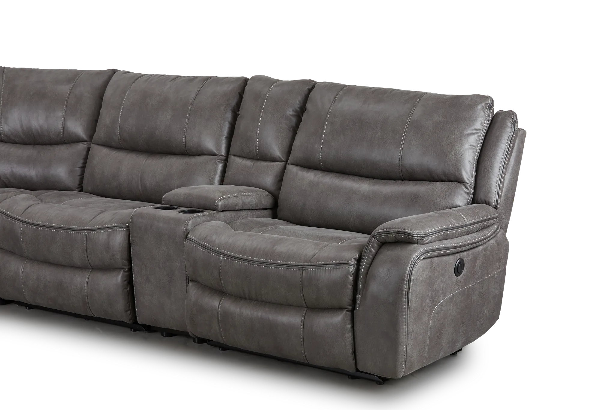 Dober Dark Gray Micro Large Dual Power Reclining Two-arm Sectional