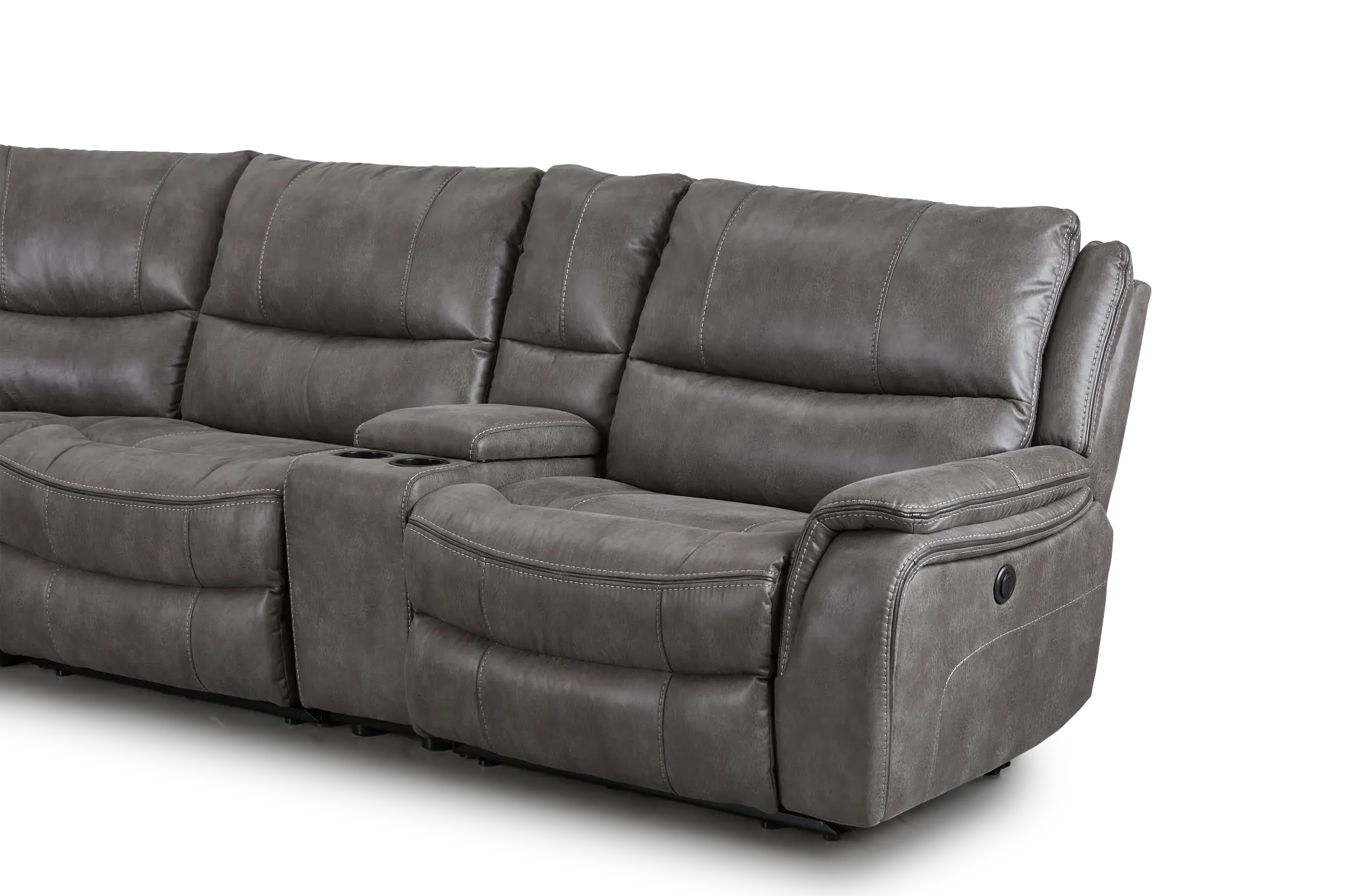 Dober Dark Gray Micro Large Dual Power Reclining Two-arm Sectional Dober Dark Gray Micro Large Dual Power Reclining Two-arm Sectional