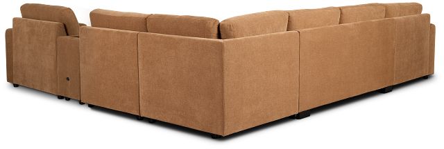 Addie Brown Fabric Medium Left Chaise Sleeper Sectional With Console