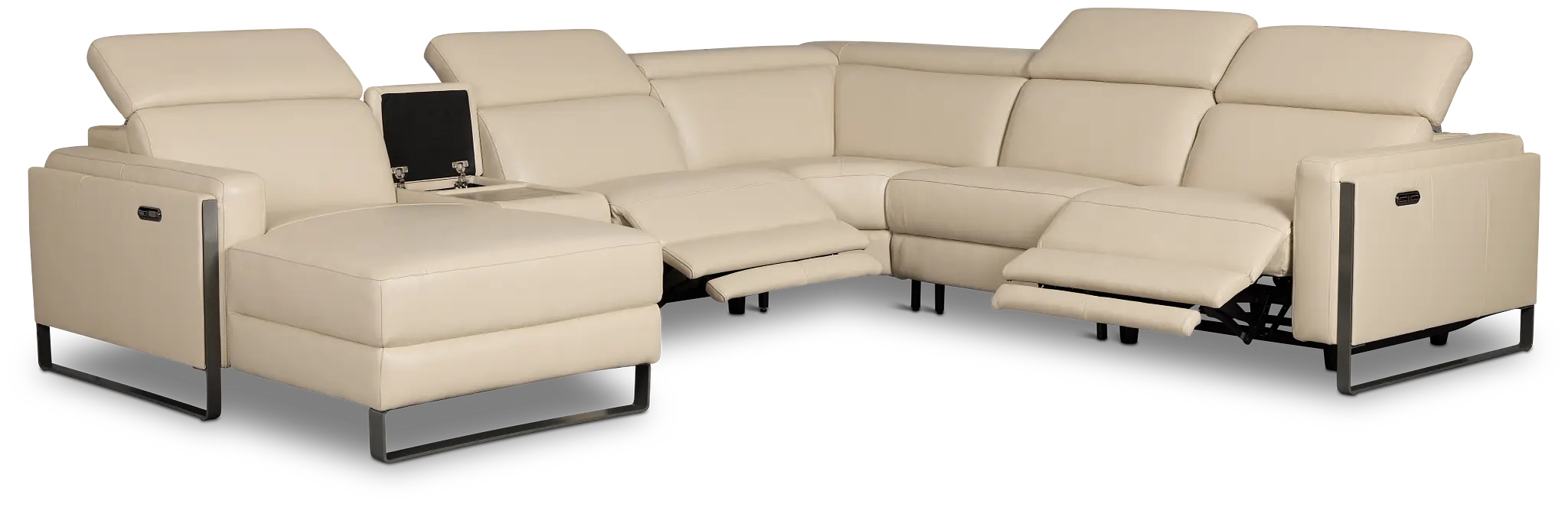 Atlas Taupe Lthr/vinyl Medium Dual Power Left Chaise Sectional Atlas Taupe Lthr/vinyl Medium Dual Power Left Chaise Sectional