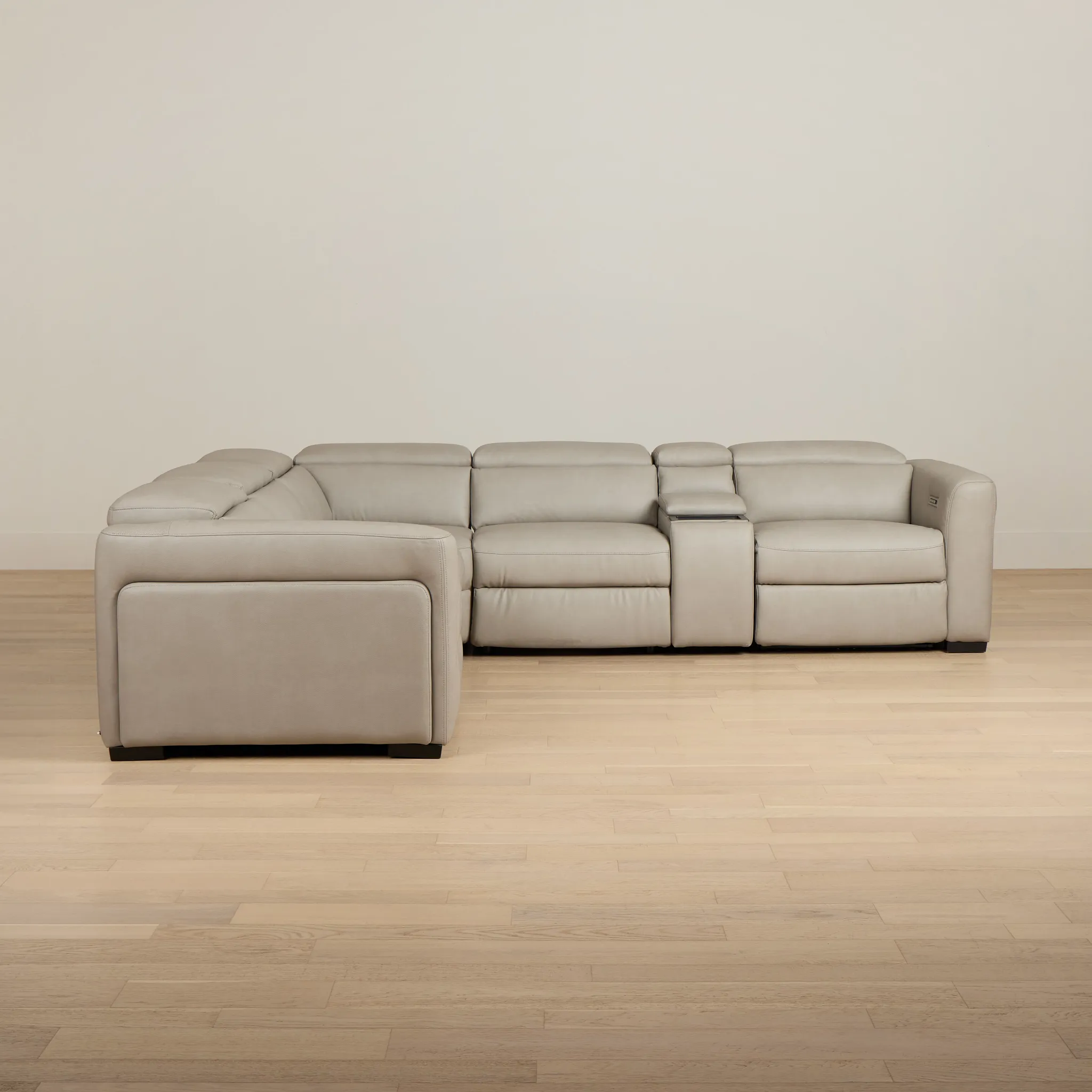 Melody Light Gray Micro Medium Dual Power 2-arm Reclining Sectional