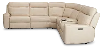 Benji Light Beige Lthr/vinyl Medium Dual Power 2-arm Reclining Sectional