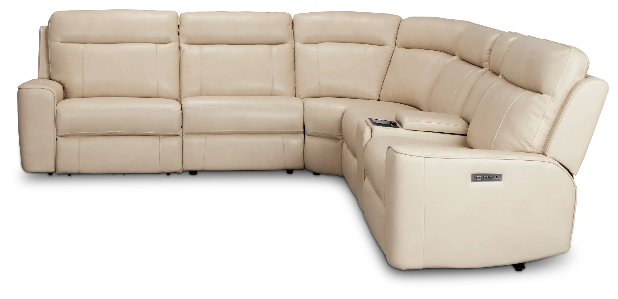 Benji Light Beige Lthr/vinyl Medium Dual Power 2-arm Reclining Sectional Benji Light Beige Lthr/vinyl Medium Dual Power 2-arm Reclining Sectional