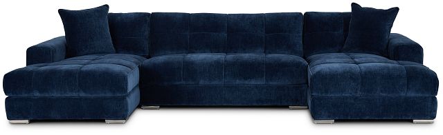 Brielle Blue Fabric Double Chaise Sectional (3)