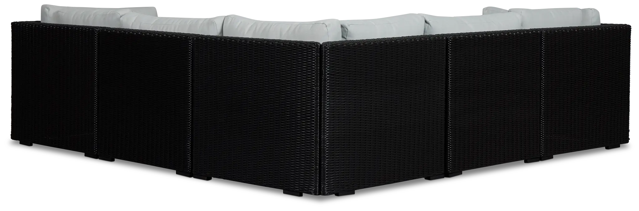 Montecito Black 5-piece Modular Sectional With Light Blue Cushions Montecito Black 5-piece Modular Sectional With Light Blue Cushions