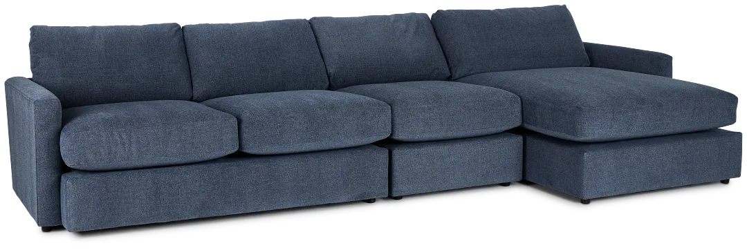 Noah Blue Fabric Small Right Chaise Sectional