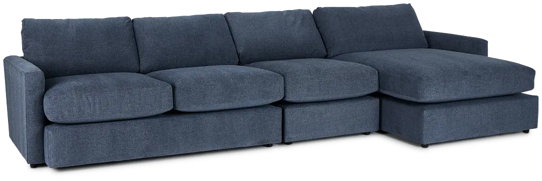 Noah Blue Fabric Small Right Chaise Sectional Noah Blue Fabric Small Right Chaise Sectional