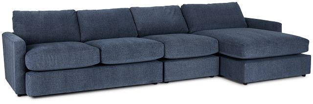 Noah Blue Fabric Small Right Chaise Sectional