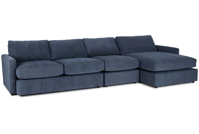 Noah Blue Fabric Small Right Chaise Sectional