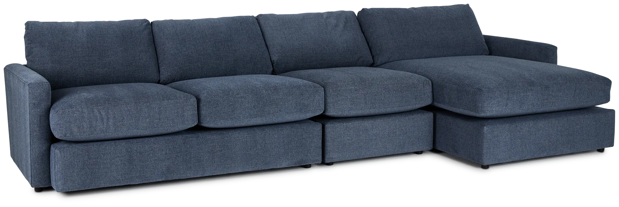 Noah Blue Fabric Small Right Chaise Sectional