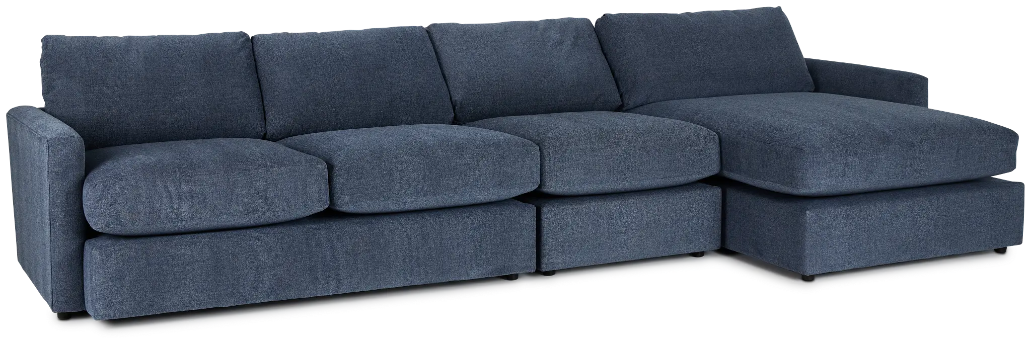 Noah Blue Fabric Small Right Chaise Sectional Noah Blue Fabric Small Right Chaise Sectional