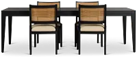 Pacific Black Rectangular Table & 4 Upholstered Chairs