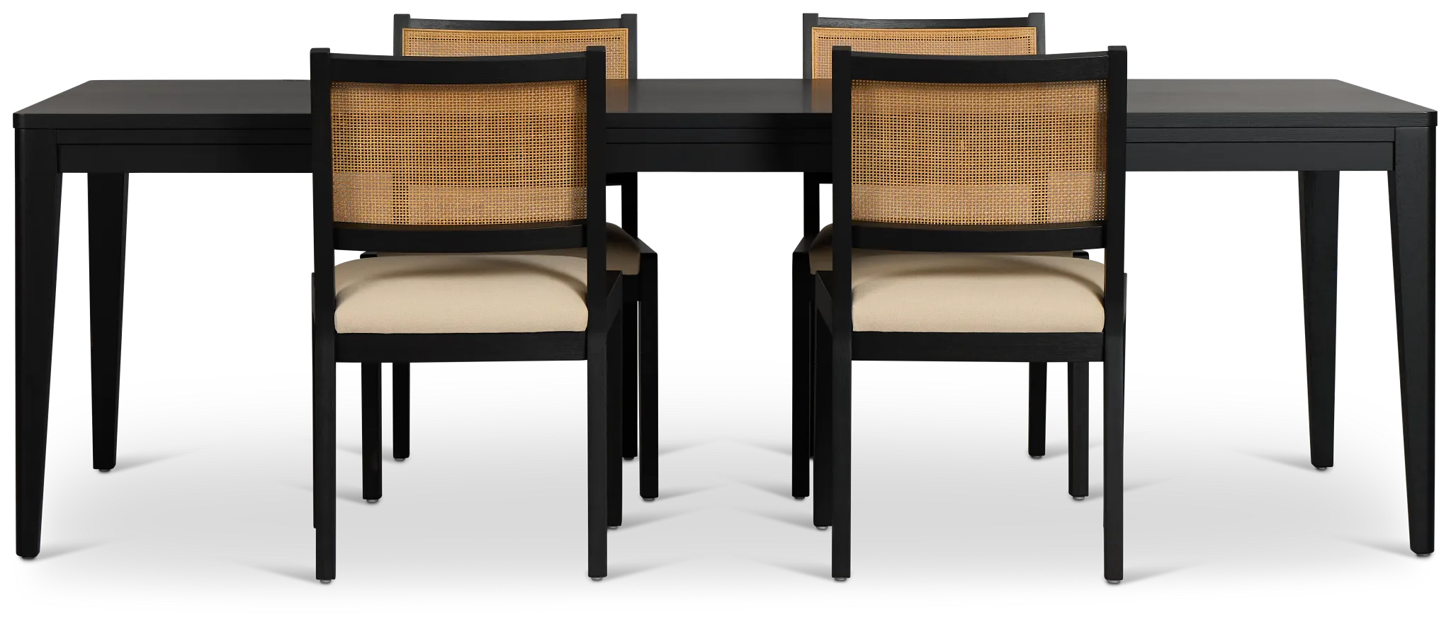 Pacific Black Rectangular Table & 4 Upholstered Chairs
