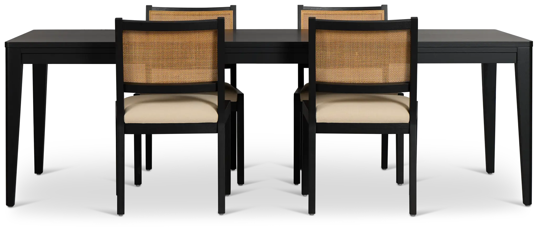 Pacific Black Rectangular Table & 4 Upholstered Chairs Pacific Black Rectangular Table & 4 Upholstered Chairs