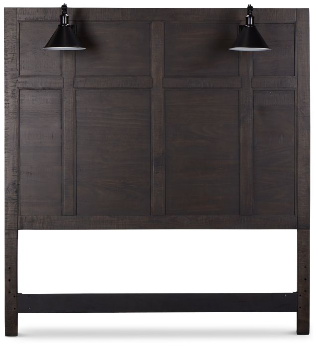 Heron Cove Dark Tone Panel Headboard With Lights
