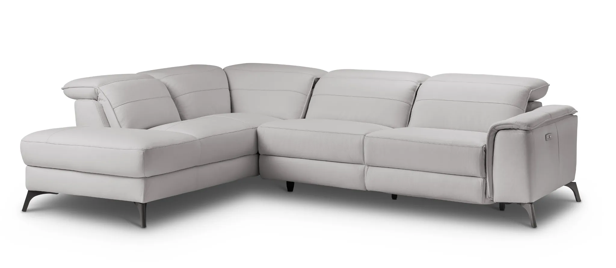Pearson Gray Leather Left Bumper Power Reclining Sectional