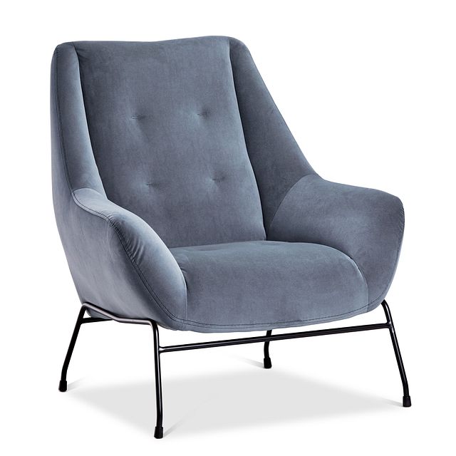 Xena Light Gray Velvet Accent Chair (1)