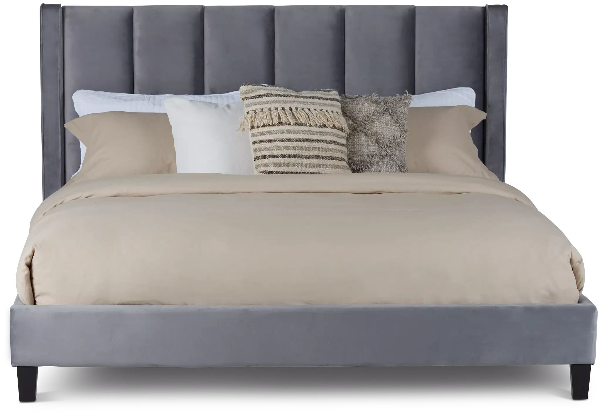 Audrey Dark Gray Velvet Platform Bed Audrey Dark Gray Velvet Platform Bed