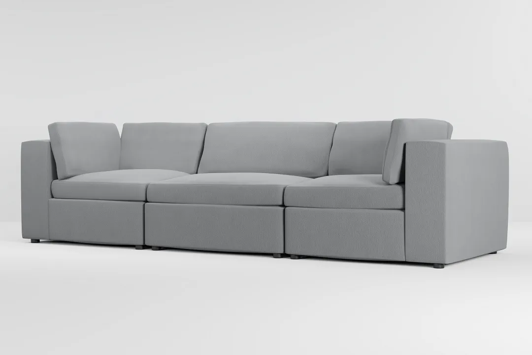 Destin Revenue Gray Fabric 3-piece Modular Sofa