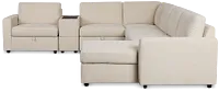 Addie Beige Fabric Medium Right Chaise Sleeper Sectional With Console