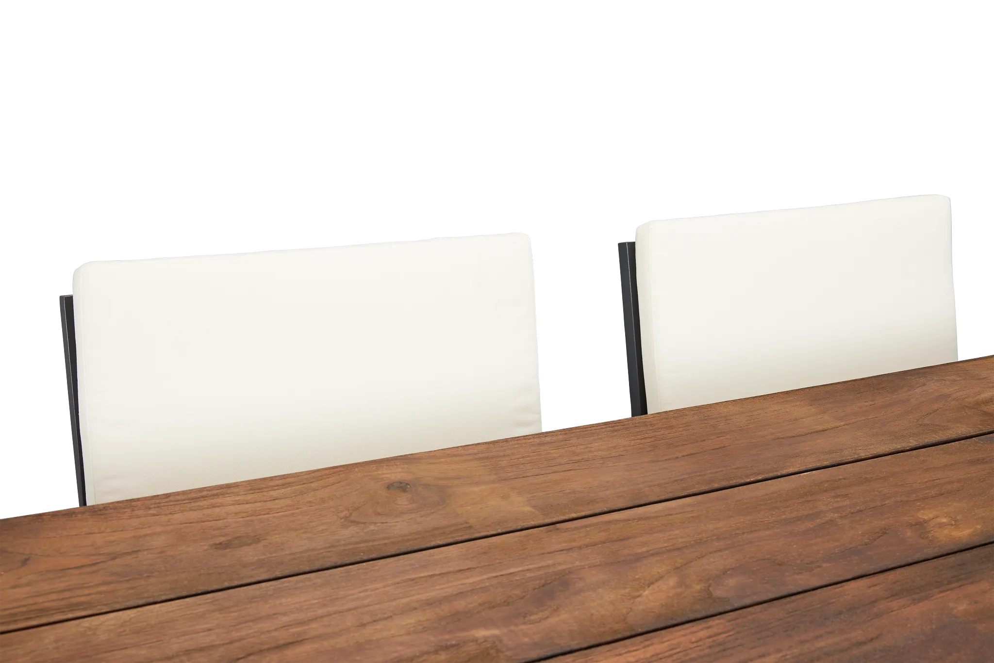 Linear Dark Gray White 70" Teak Table & 4 Cushioned Side Chairs