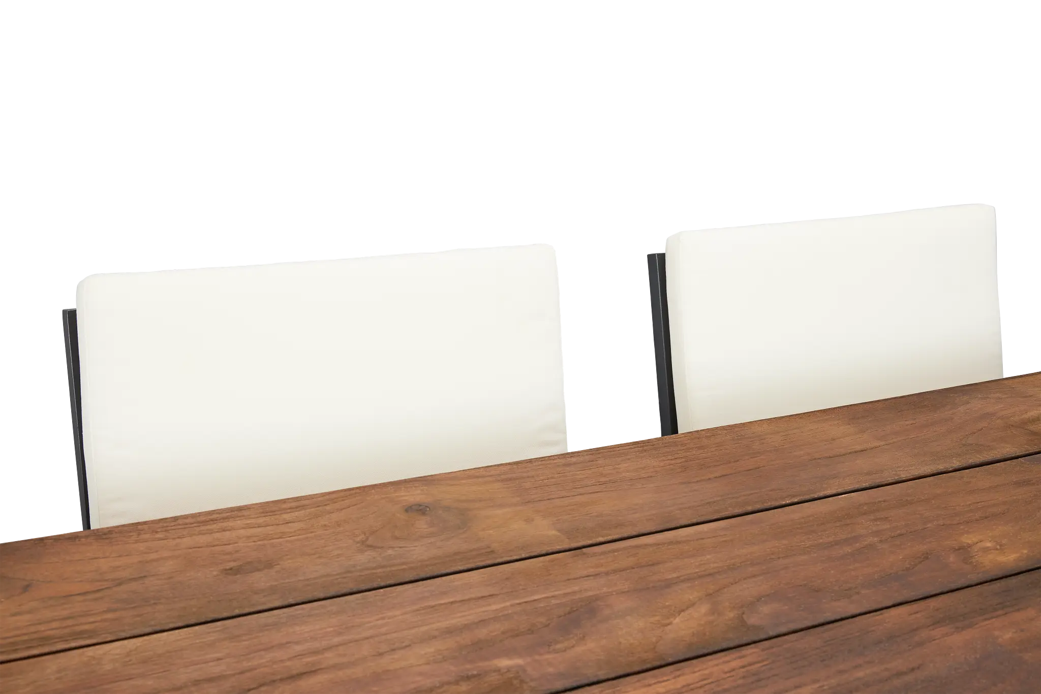 Linear Dark Gray White 70" Teak Table & 4 Cushioned Side Chairs Linear Dark Gray White 70" Teak Table & 4 Cushioned Side Chairs