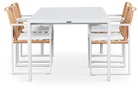 Sunrise White 86" Rectangular Table & 4 Aluminum Arm Chairs