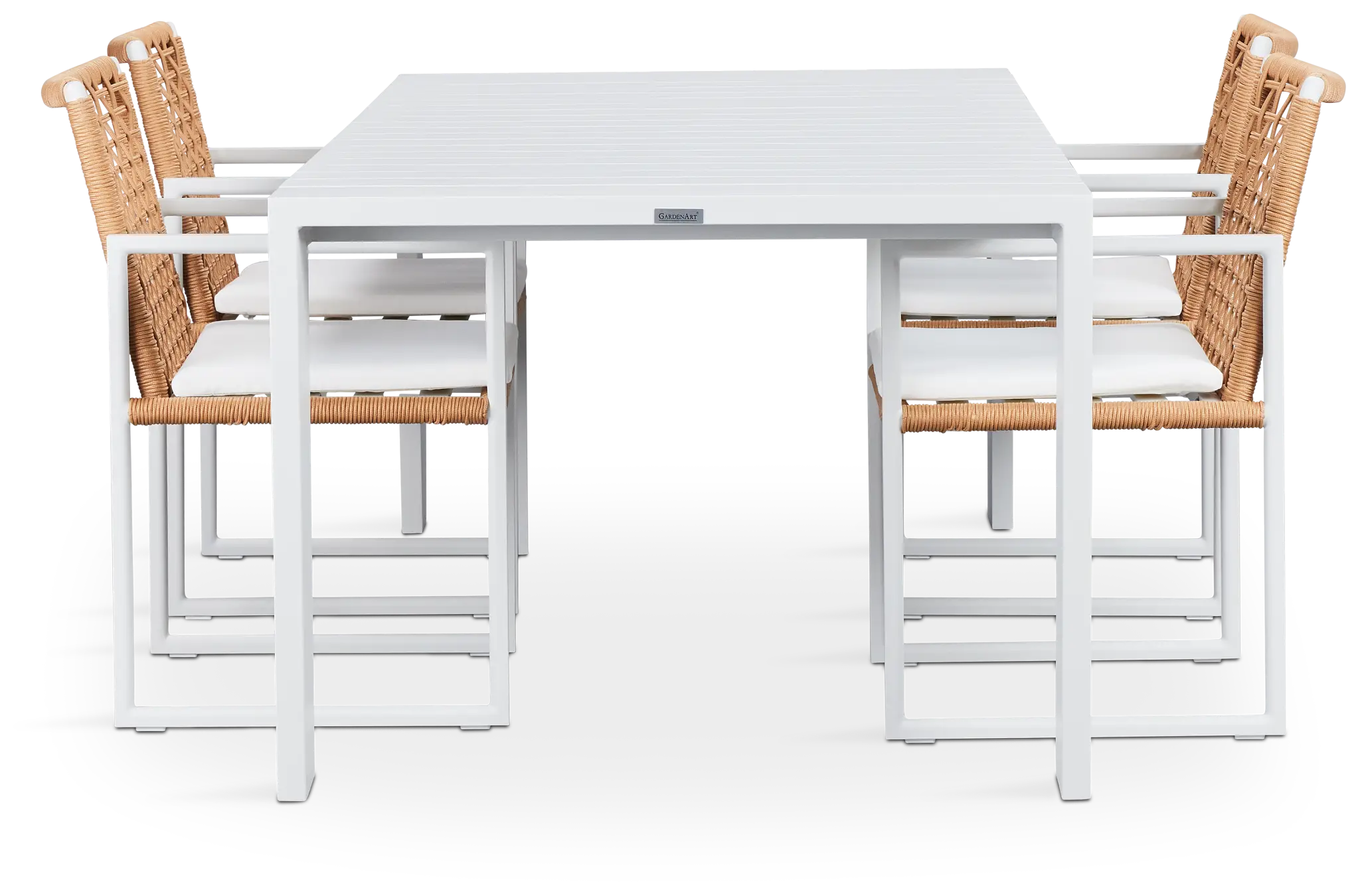 Sunrise White 86" Rectangular Table & 4 Aluminum Arm Chairs Sunrise White 86" Rectangular Table & 4 Aluminum Arm Chairs