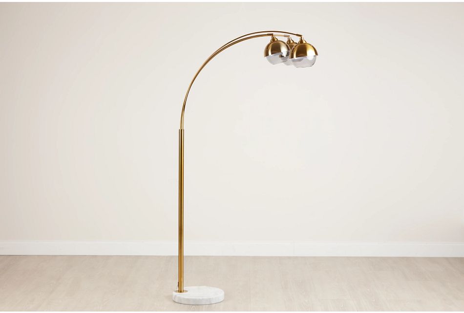 Khia Gold Metal Arc Floor Lamp Home Accents Lighting City Furniture