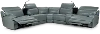 Reign Green Lthr/vinyl Large Dual Power Reclining Two-arm Sectional