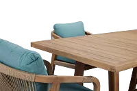 Laguna Light Tone 66" Retangular Table & 4 Teal Cushioned Chairs