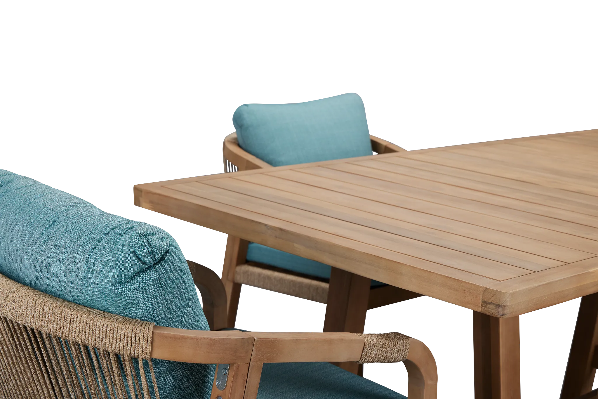 Laguna Light Tone 66" Retangular Table & 4 Teal Cushioned Chairs