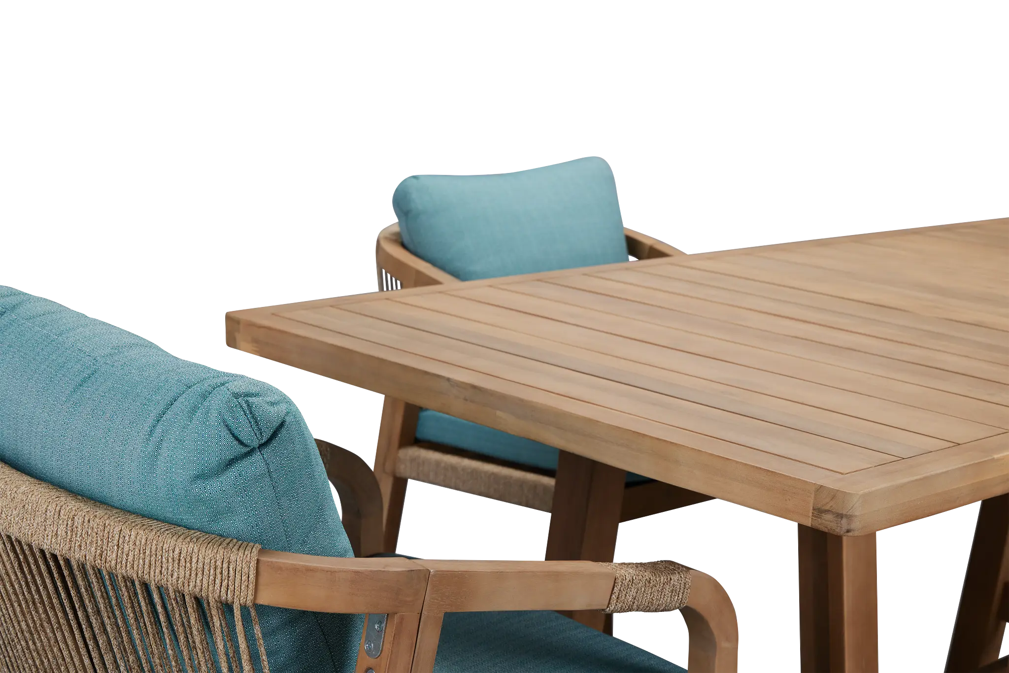 Laguna Light Tone 66" Retangular Table & 4 Teal Cushioned Chairs Laguna Light Tone 66" Retangular Table & 4 Teal Cushioned Chairs