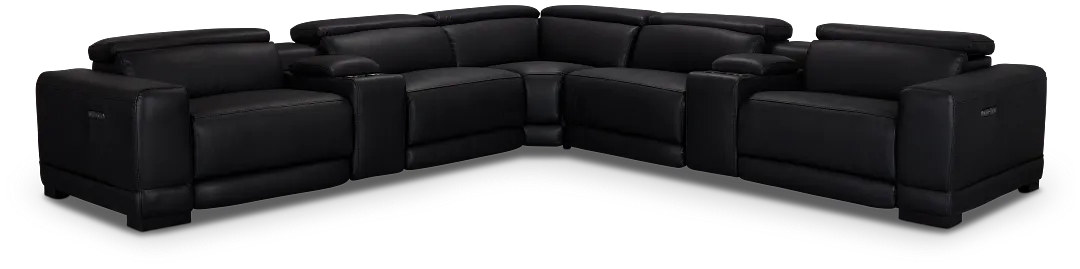 Lombardy Black Micro Large Dual Power Reclining Two-arm Sectional