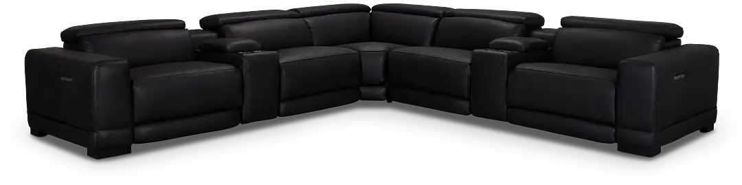 Lombardy Black Micro Large Dual Power Reclining Two-arm Sectional Lombardy Black Micro Large Dual Power Reclining Two-arm Sectional