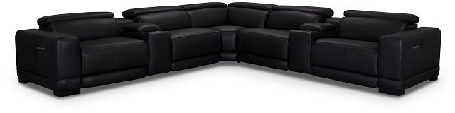 Lombardy Black Micro Large Dual Power Reclining Two-arm Sectional