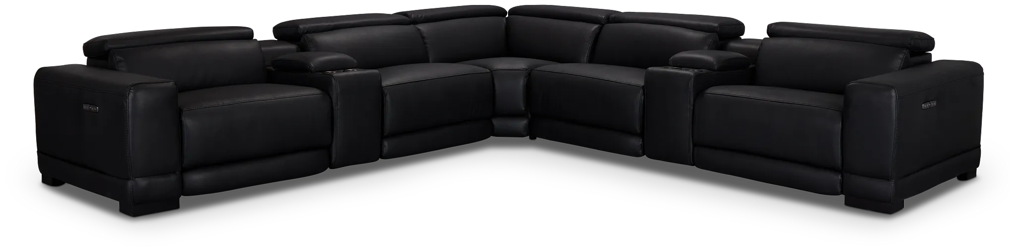 Lombardy Black Micro Large Dual Power Reclining Two-arm Sectional