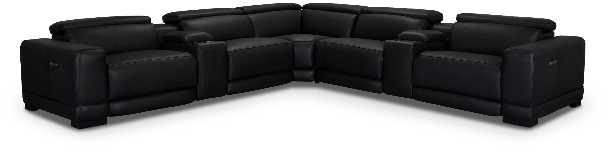 Lombardy Black Micro Large Dual Power Reclining Two-arm Sectional Lombardy Black Micro Large Dual Power Reclining Two-arm Sectional