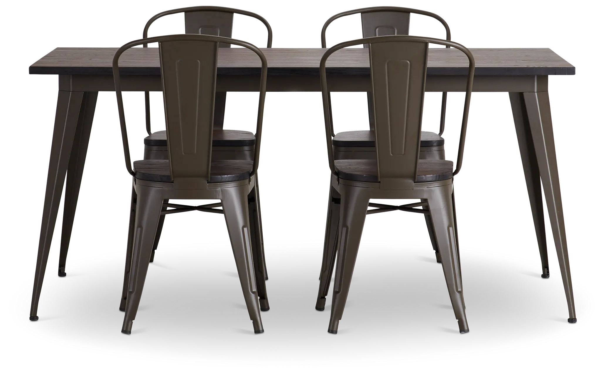 Harlow Dark Tone Rect Table & 4 Wood Chairs