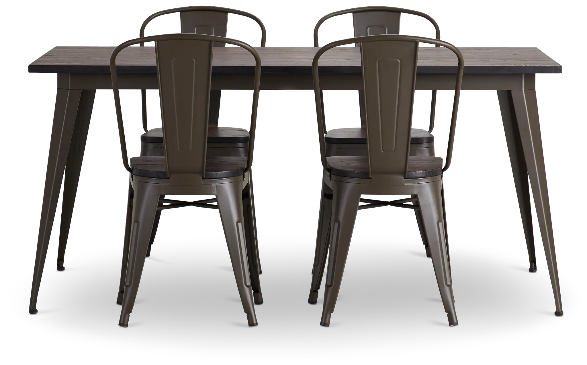 Harlow Dark Tone Rect Table & 4 Wood Chairs Harlow Dark Tone Rect Table & 4 Wood Chairs