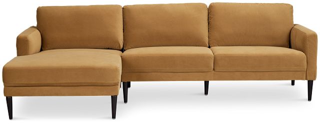 Nala Light Brown Velvet Left Chaise Sectional