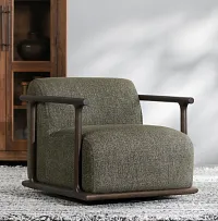 Coal Green Fabric Swivel Accent Chair