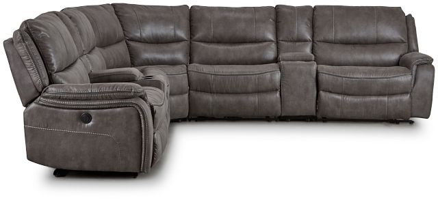 Dober Dark Gray Micro Large Dual Power Reclining Two-arm Sectional