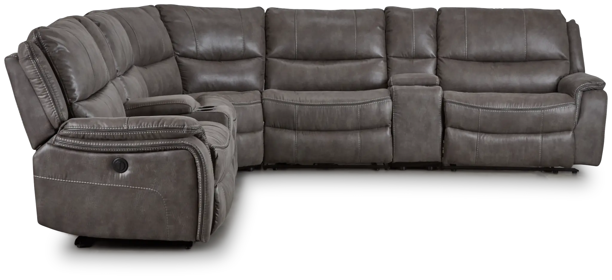 Dober Dark Gray Micro Large Dual Power Reclining Two-arm Sectional Dober Dark Gray Micro Large Dual Power Reclining Two-arm Sectional
