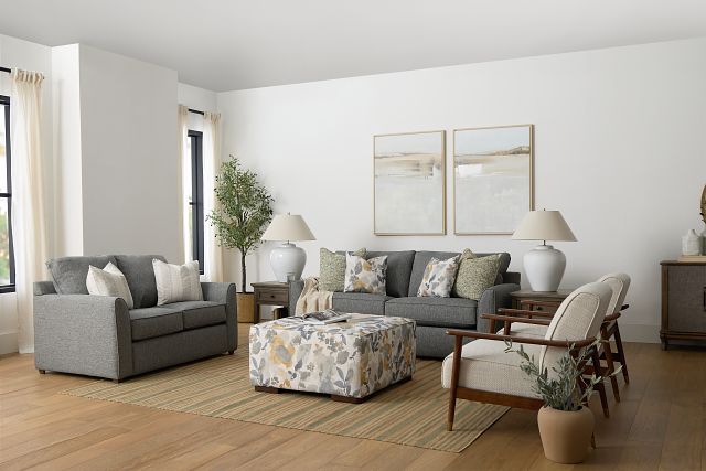 Wellstone Gray Fabric Cocktail Ottoman
