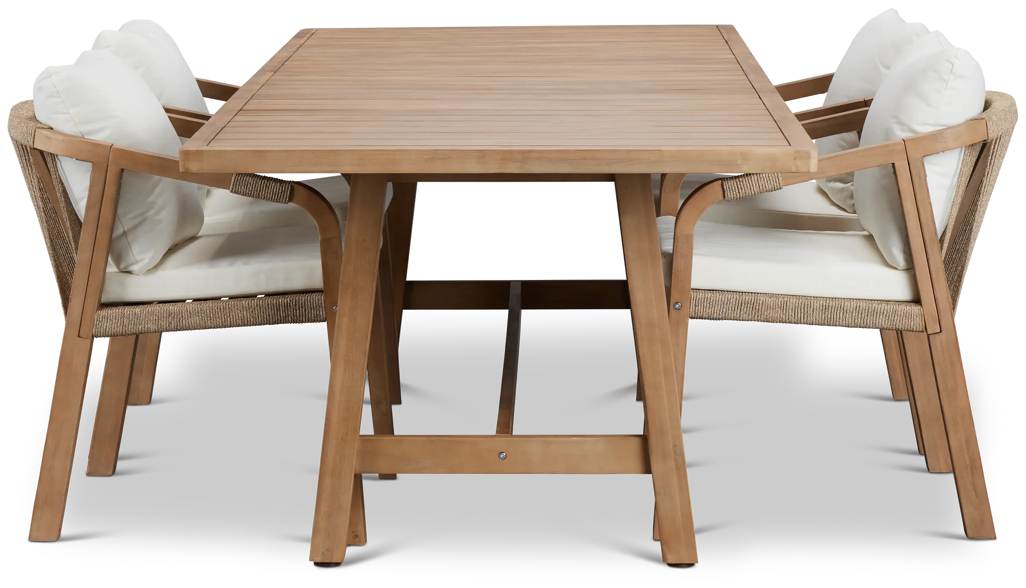 Laguna Light Tone 90" Rectangular Table & 4 White Cushioned Chairs