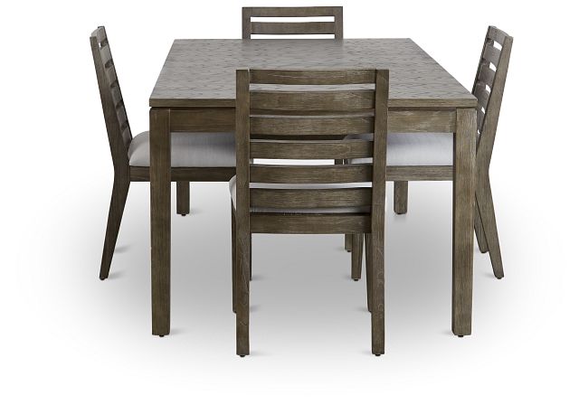 Bravo Dark Tone Rect Table & 4 Slat Chairs (2)